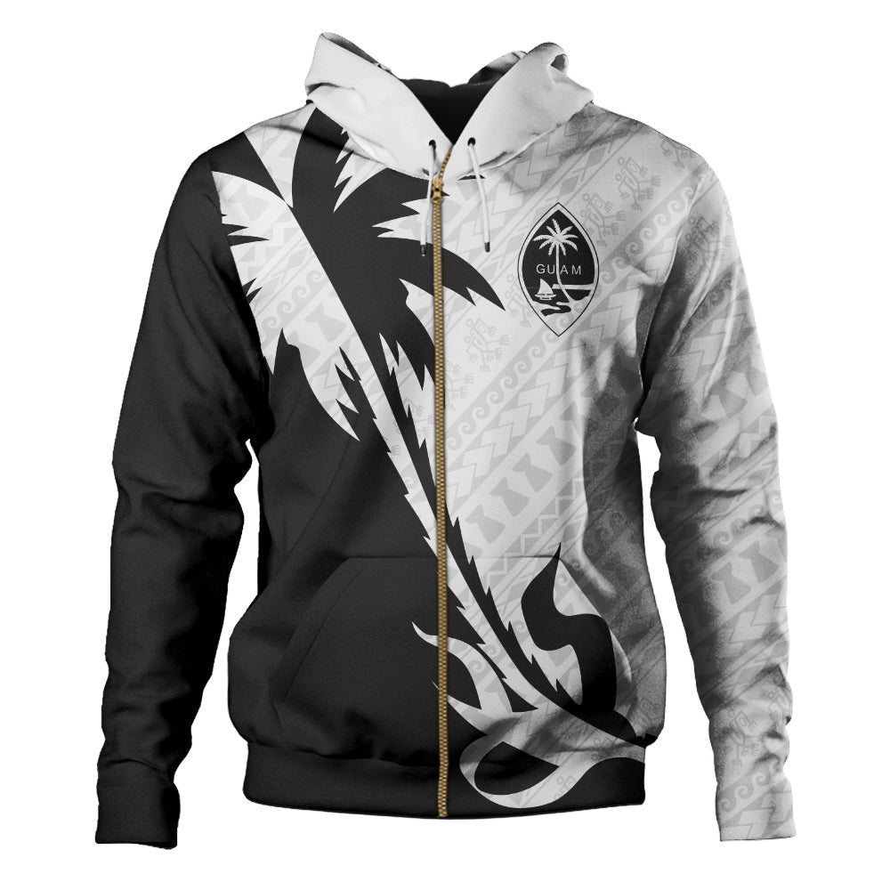 Guam Hoodie Custom Tribal Coconut Tree Half Style-Myprintsy