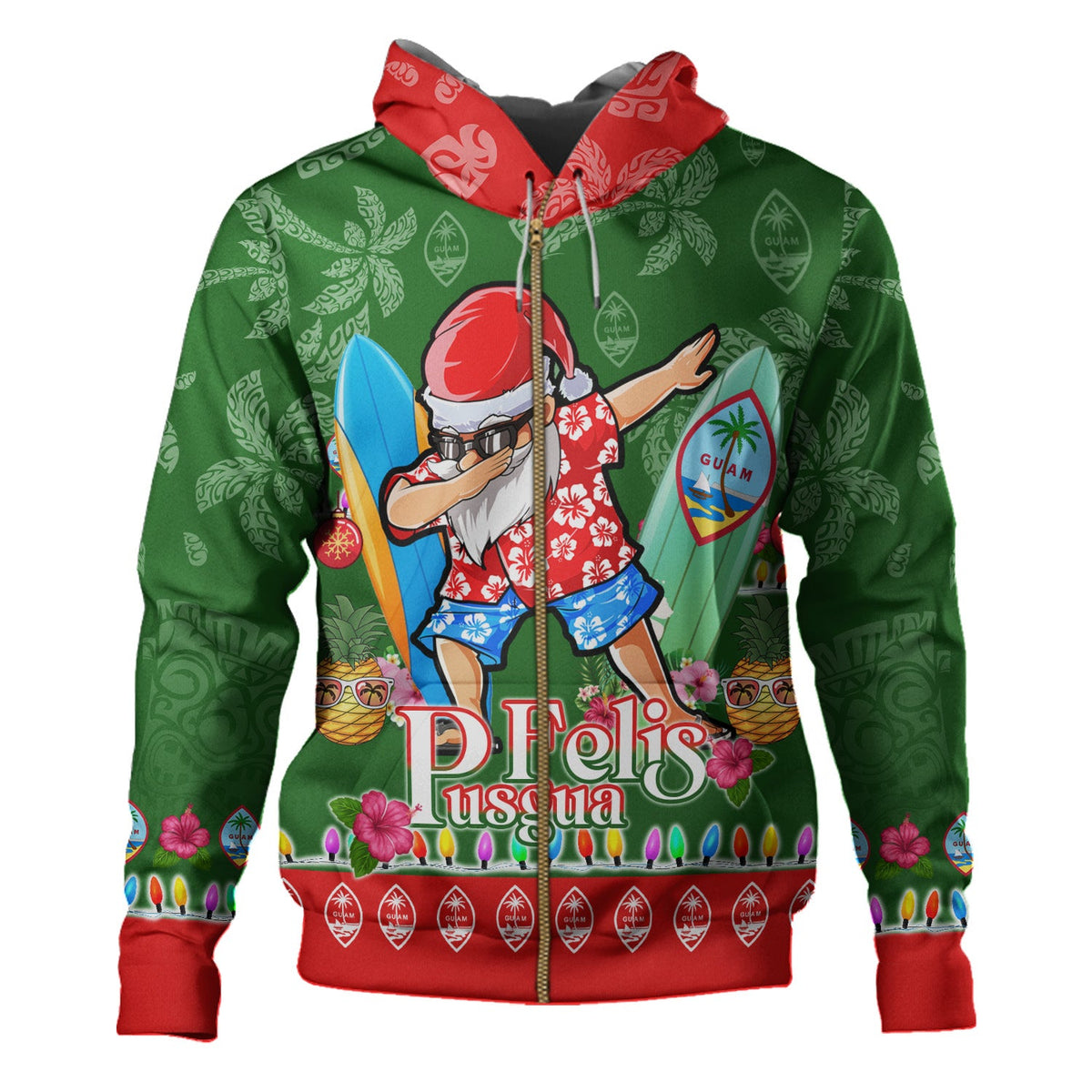 Guam Hoodie Felis Pusgua Tropical Xmas Patterns-Myprintsy