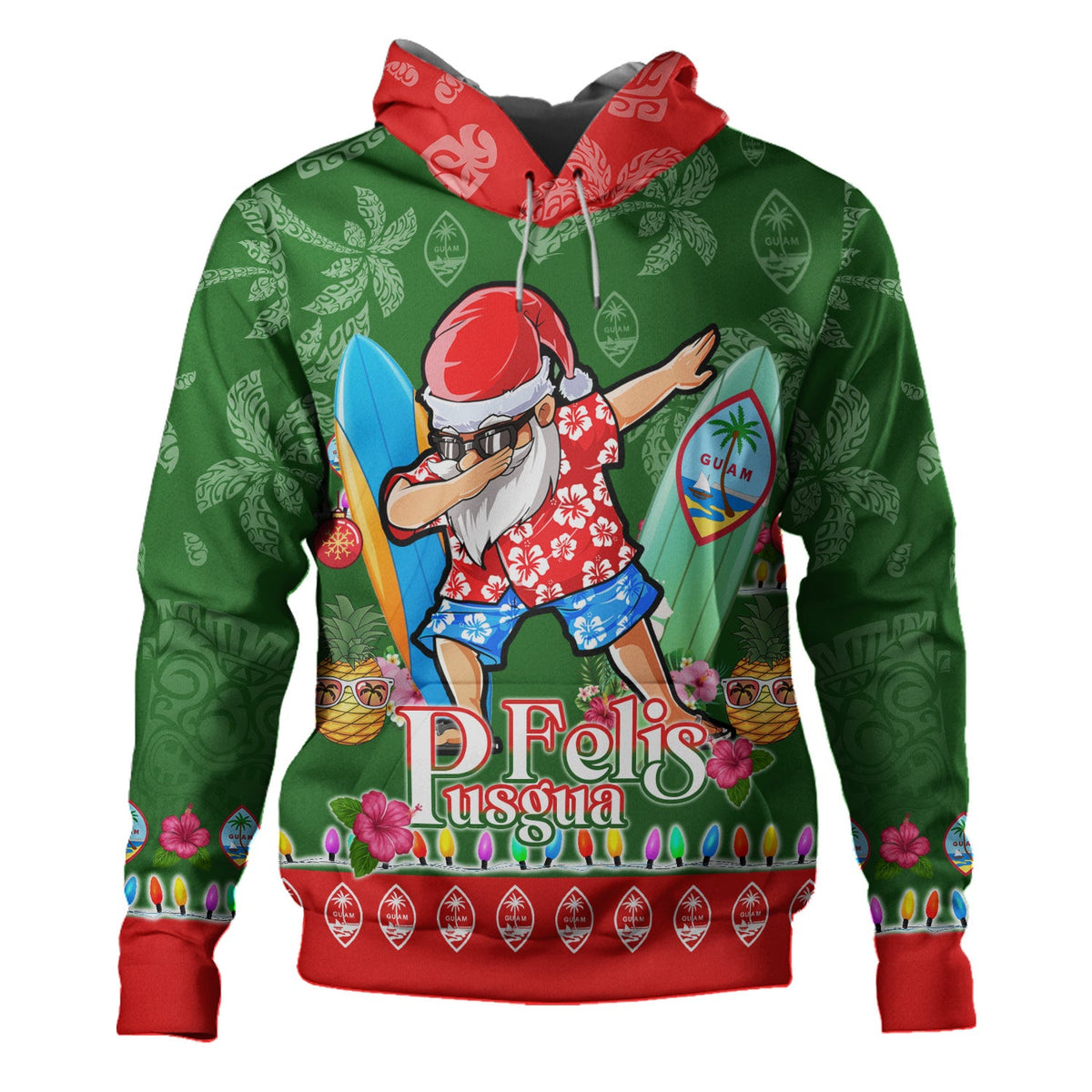 Guam Hoodie Felis Pusgua Tropical Xmas Patterns-Myprintsy
