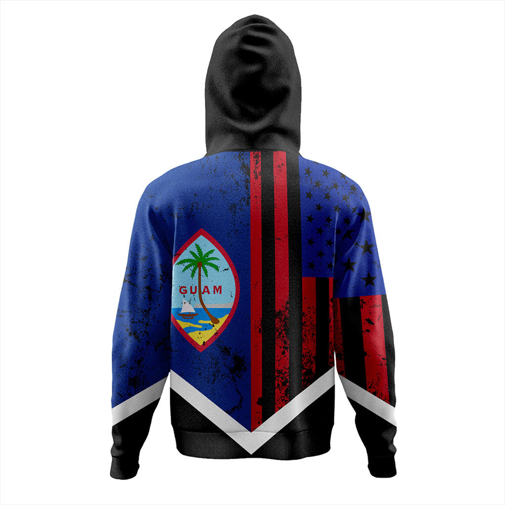 Guam Hoodie Flag And American Half Concept Brush Style-Myprintsy