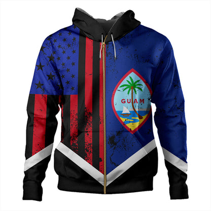 Guam Hoodie Flag And American Half Concept Brush Style-Myprintsy