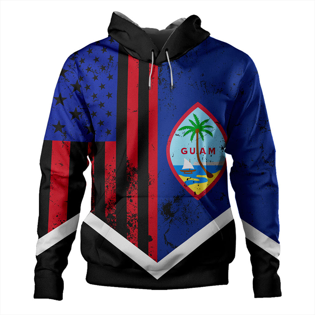 Guam Hoodie Flag And American Half Concept Brush Style-Myprintsy