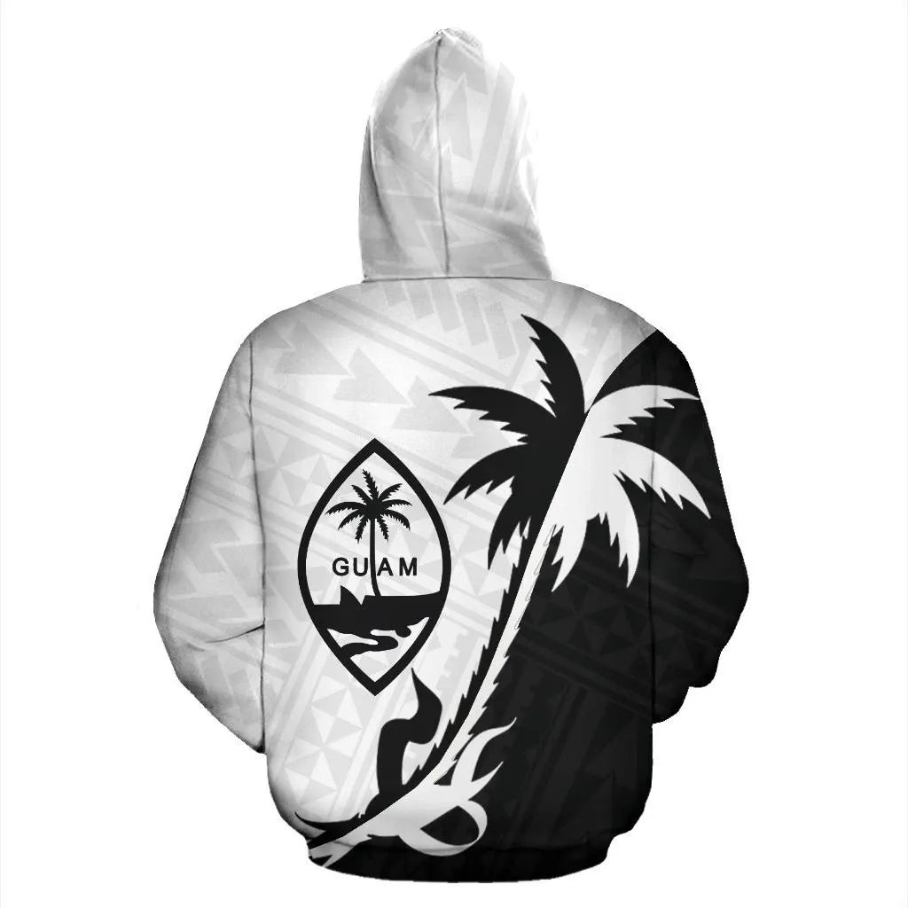Guam Hoodie - Guam Coat Of Arms Coconut Tree Black White-Myprintsy