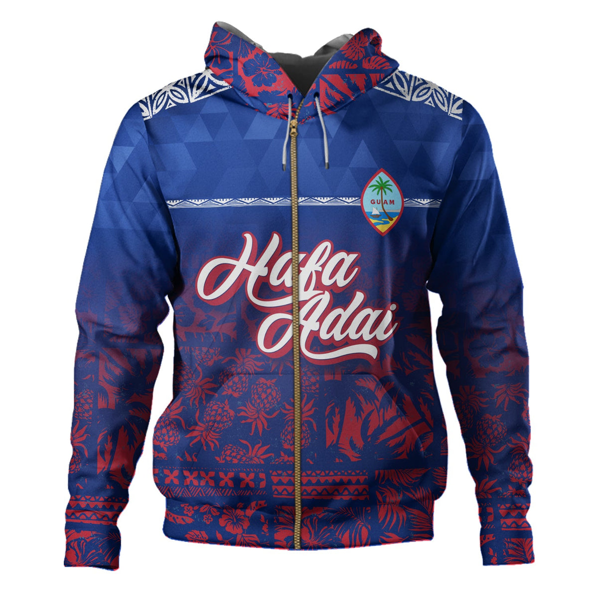 Guam Hoodie Guam Hafa Adai Tropical Pattern-Myprintsy