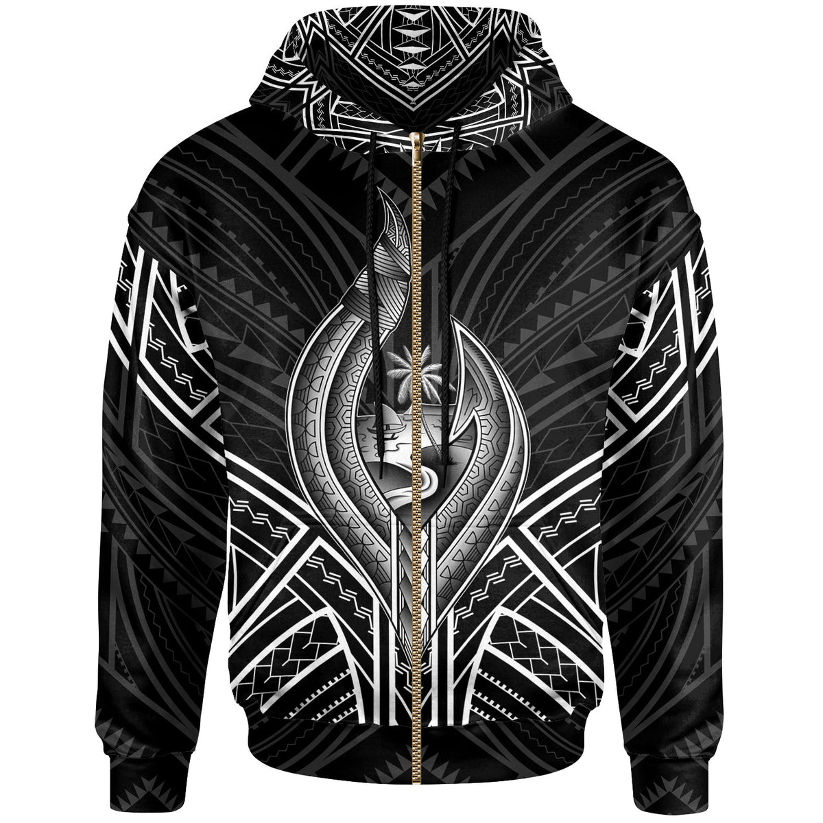 Guam Hoodie - Guam Seal Chamorro Tribal White Color-Myprintsy