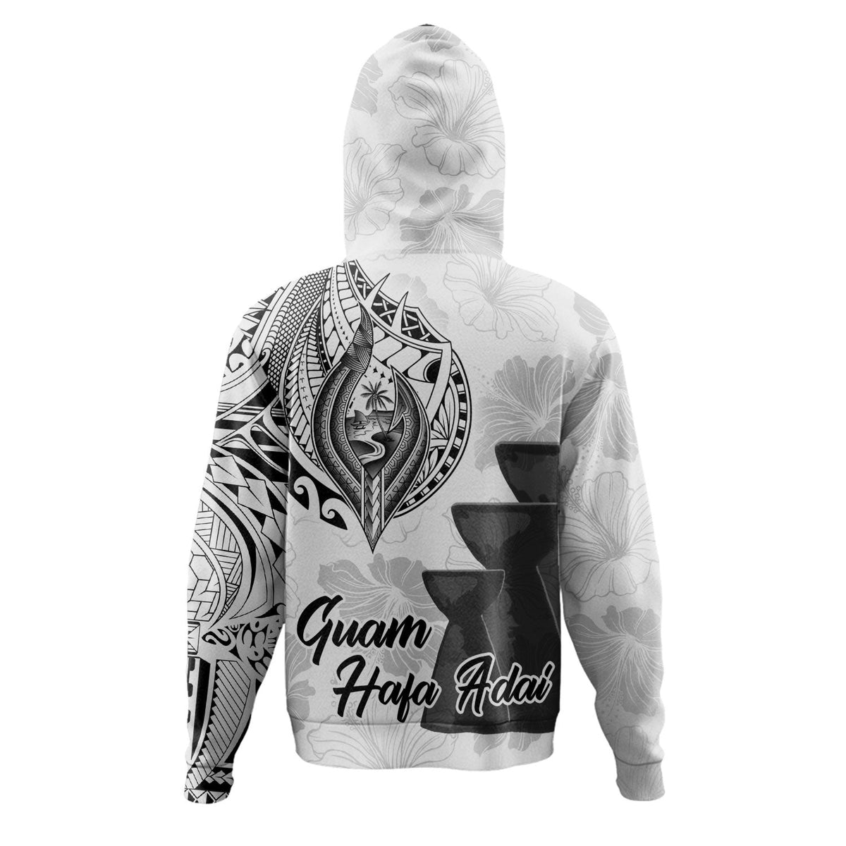 Guam Hoodie Hafa Adai Guam Seal Half Sleeve Tattoo-Myprintsy
