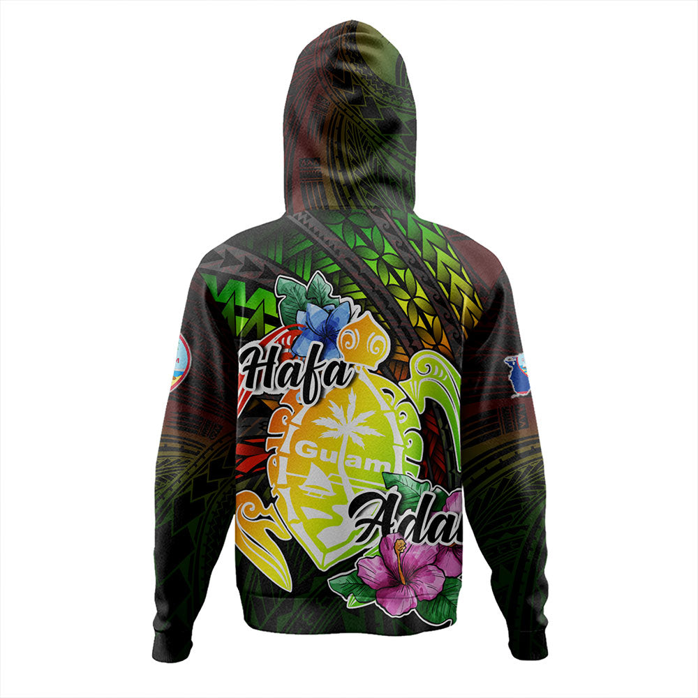 Guam Hoodie Hafa Adai Guam Seal Tropical Flowers-Myprintsy