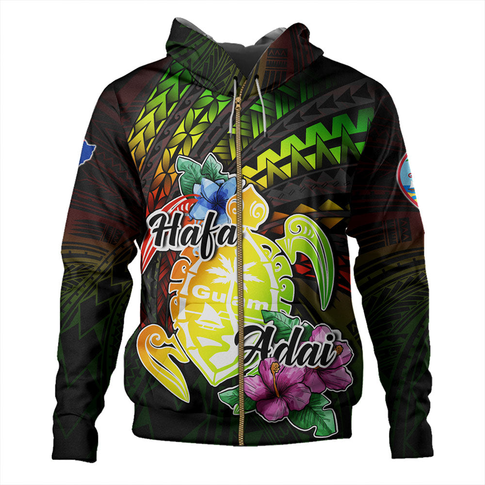 Guam Hoodie Hafa Adai Guam Seal Tropical Flowers-Myprintsy