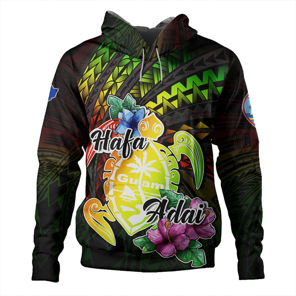 Guam Hoodie Hafa Adai Guam Seal Tropical Flowers-Myprintsy