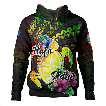 Guam Hoodie Hafa Adai Guam Seal Tropical Flowers-Myprintsy