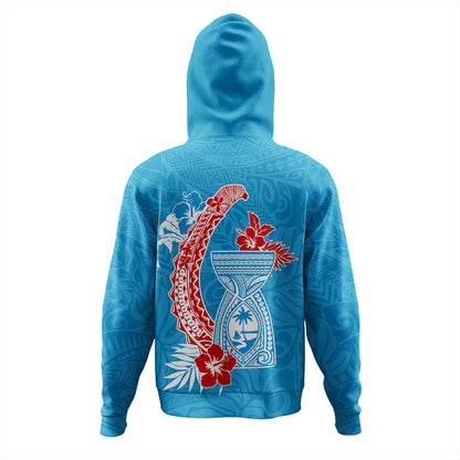 Guam Hoodie Hook With Latte Stone Hibiscus Tropical Blue-Myprintsy