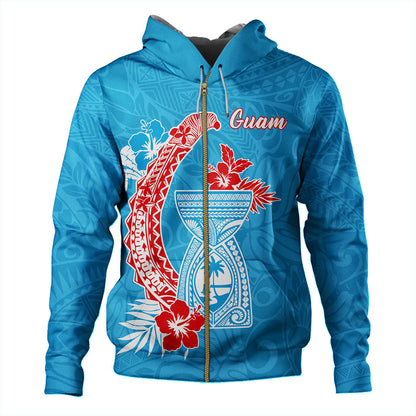 Guam Hoodie Hook With Latte Stone Hibiscus Tropical Blue-Myprintsy