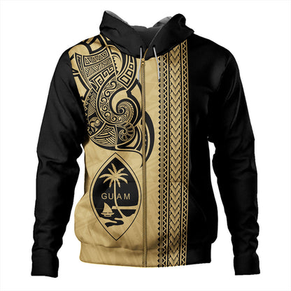 Guam Hoodie Polynesia Tribal Tattoo Gold-Myprintsy