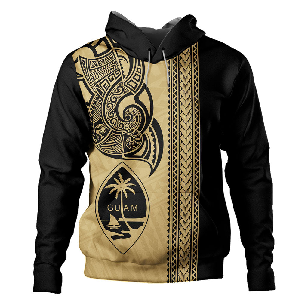 Guam Hoodie Polynesia Tribal Tattoo Gold-Myprintsy