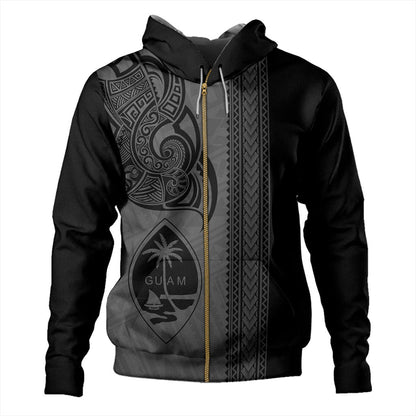 Guam Hoodie Polynesia Tribal Tattoo Grey-Myprintsy