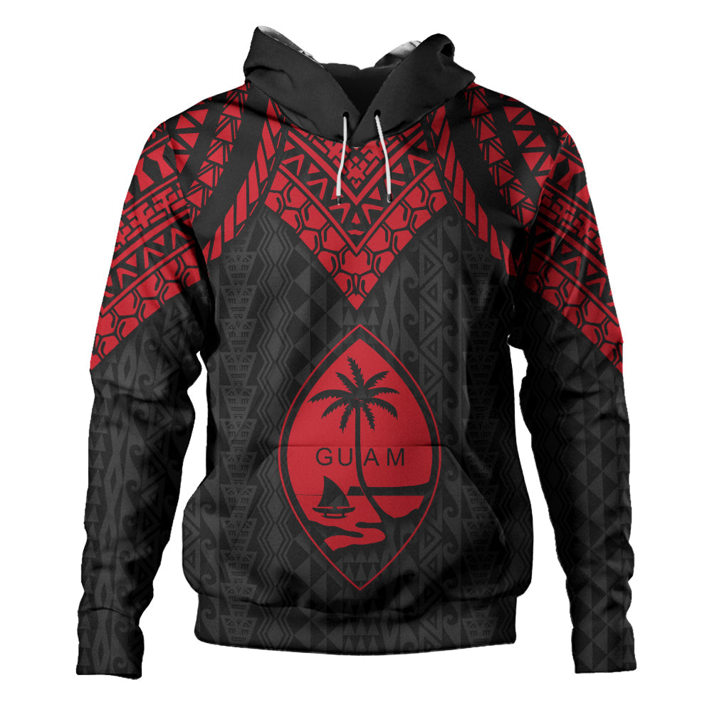Guam Hoodie Polynesian Armor Style Red-Myprintsy