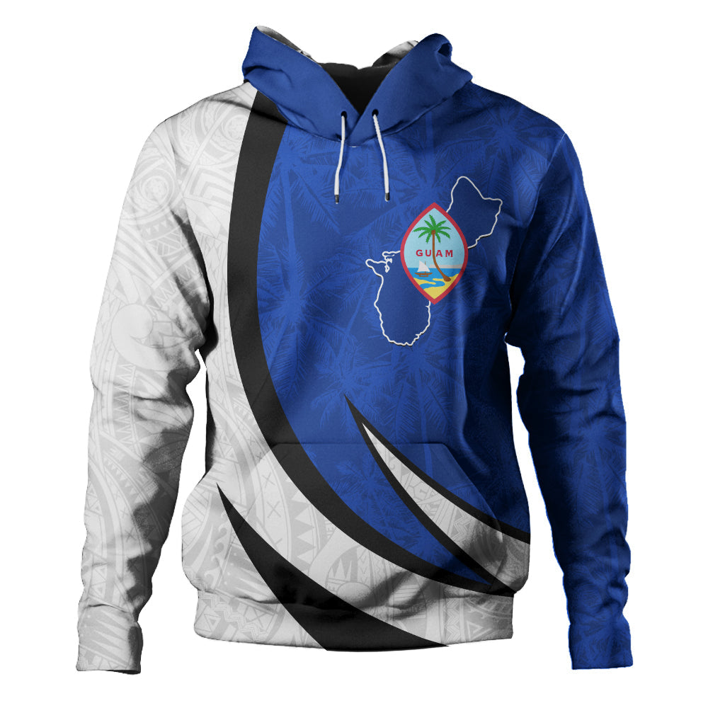 Guam Hoodie Seal And Map Tribal Coconut Tree Pattern Circle Curve-Myprintsy