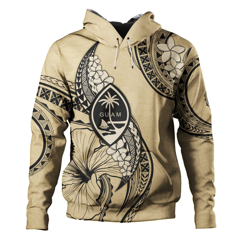 Guam Hoodie Tribal Tropical Flower With Pattern Leaves-Myprintsy