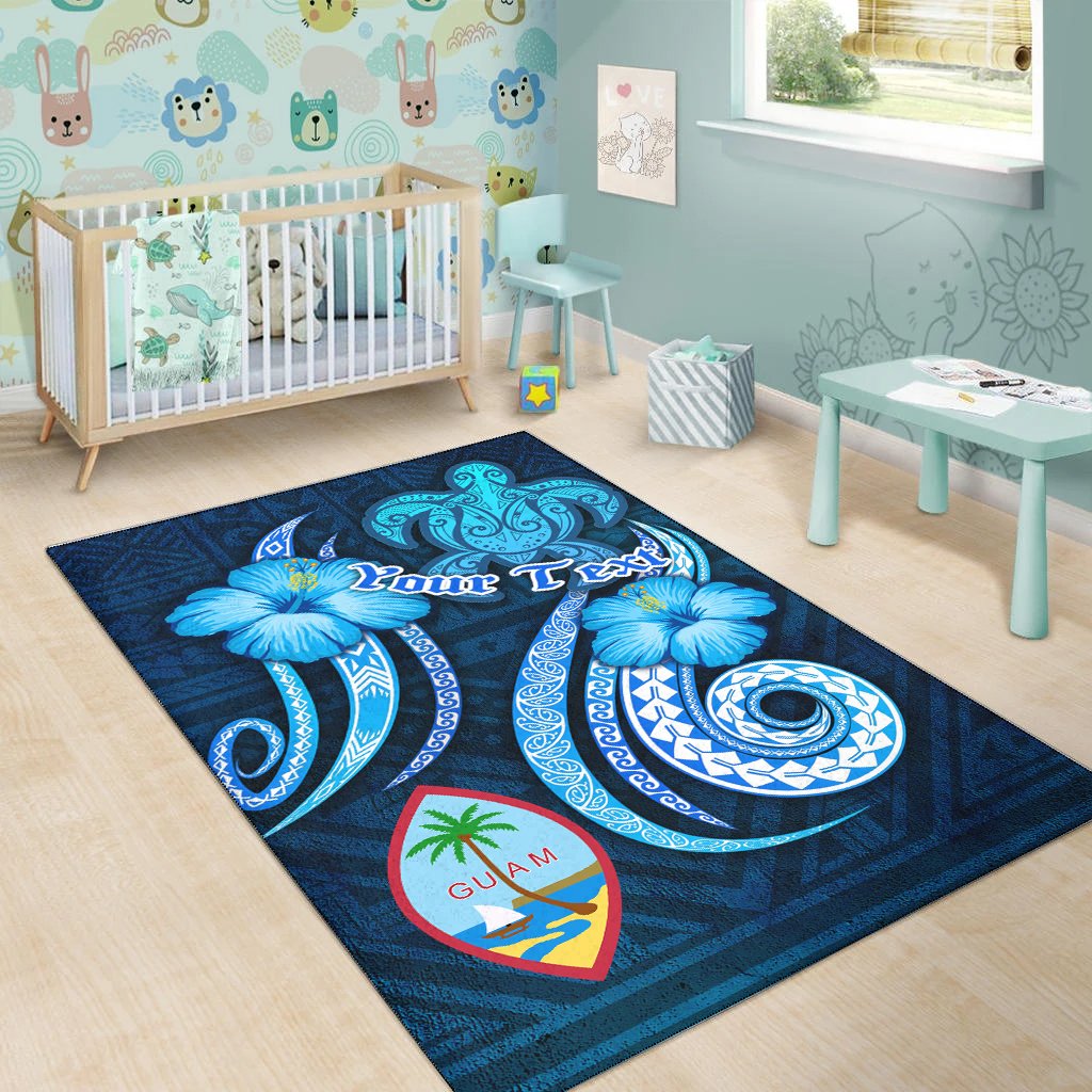 Guam Personalised Area Rug - Turtle and Tribal Tattoo Of Polynesian-Myprintsy