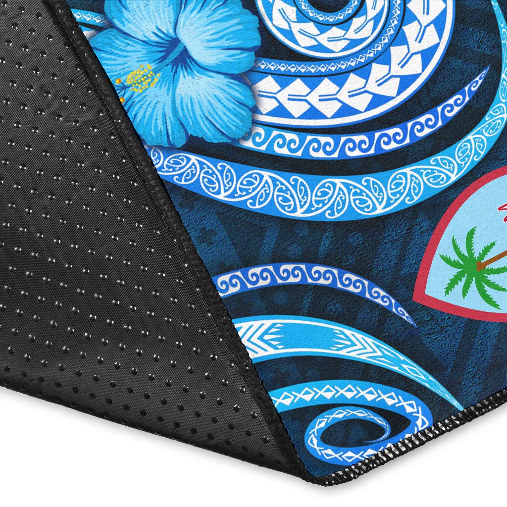 Guam Personalised Area Rug - Turtle and Tribal Tattoo Of Polynesian-Myprintsy