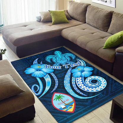 Guam Personalised Area Rug - Turtle and Tribal Tattoo Of Polynesian-Myprintsy
