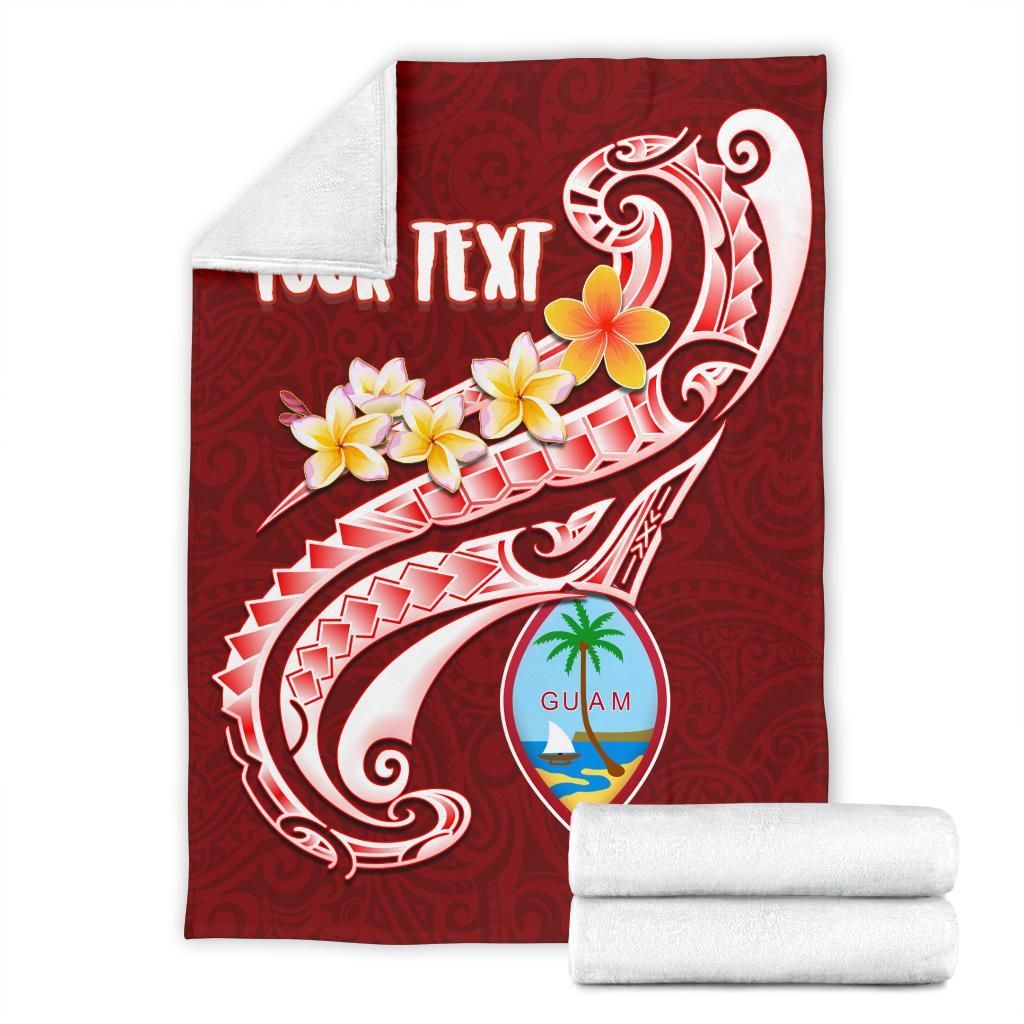 Guam Personalised Premium Blanket - Guam Seal Polynesian Patterns Plumeria (Red)-Myprintsy