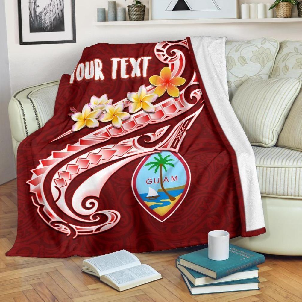 Guam Personalised Premium Blanket - Guam Seal Polynesian Patterns Plumeria (Red)-Myprintsy