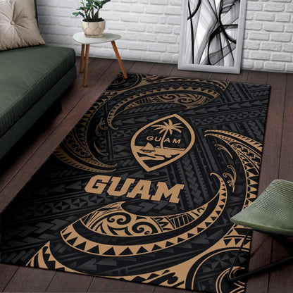 Guam Polynesian Area Rug - Gold Tribal Wave-Myprintsy