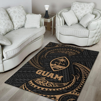Guam Polynesian Area Rug - Gold Tribal Wave-Myprintsy