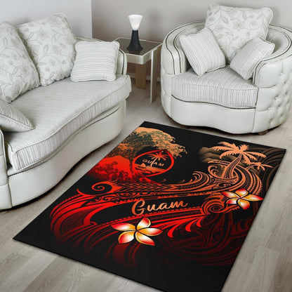 Guam Polynesian Area Rug - Plumeria Flowers And Waves-Myprintsy
