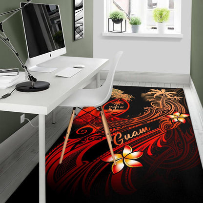 Guam Polynesian Area Rug - Plumeria Flowers And Waves-Myprintsy