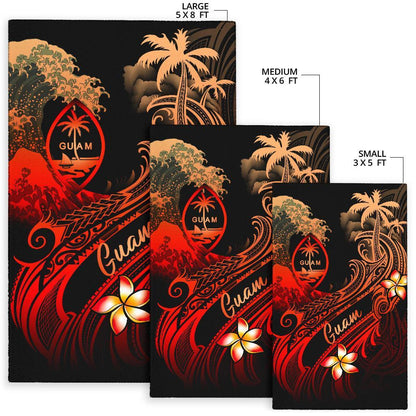 Guam Polynesian Area Rug - Plumeria Flowers And Waves-Myprintsy