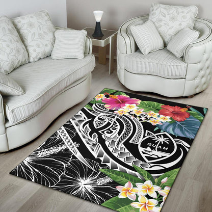 Guam Polynesian Area Rug - Summer Plumeria (Black)-Myprintsy