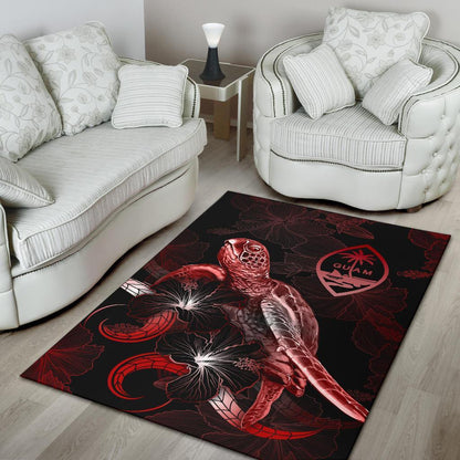 Guam Polynesian Area Rugs - Turtle With Blooming Hibiscus Red-Myprintsy