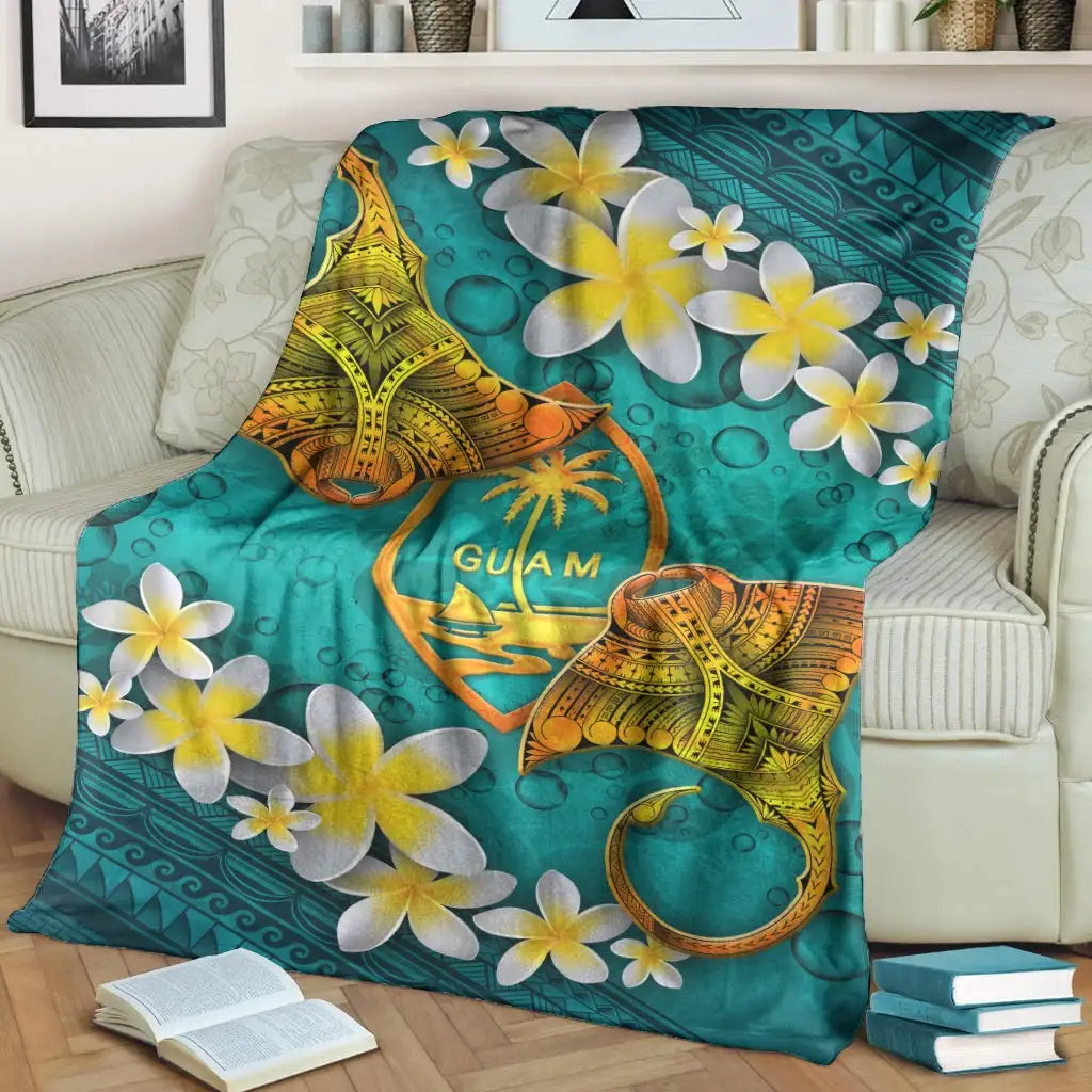 Guam Polynesian Blanket - Manta Ray Ocean-Myprintsy