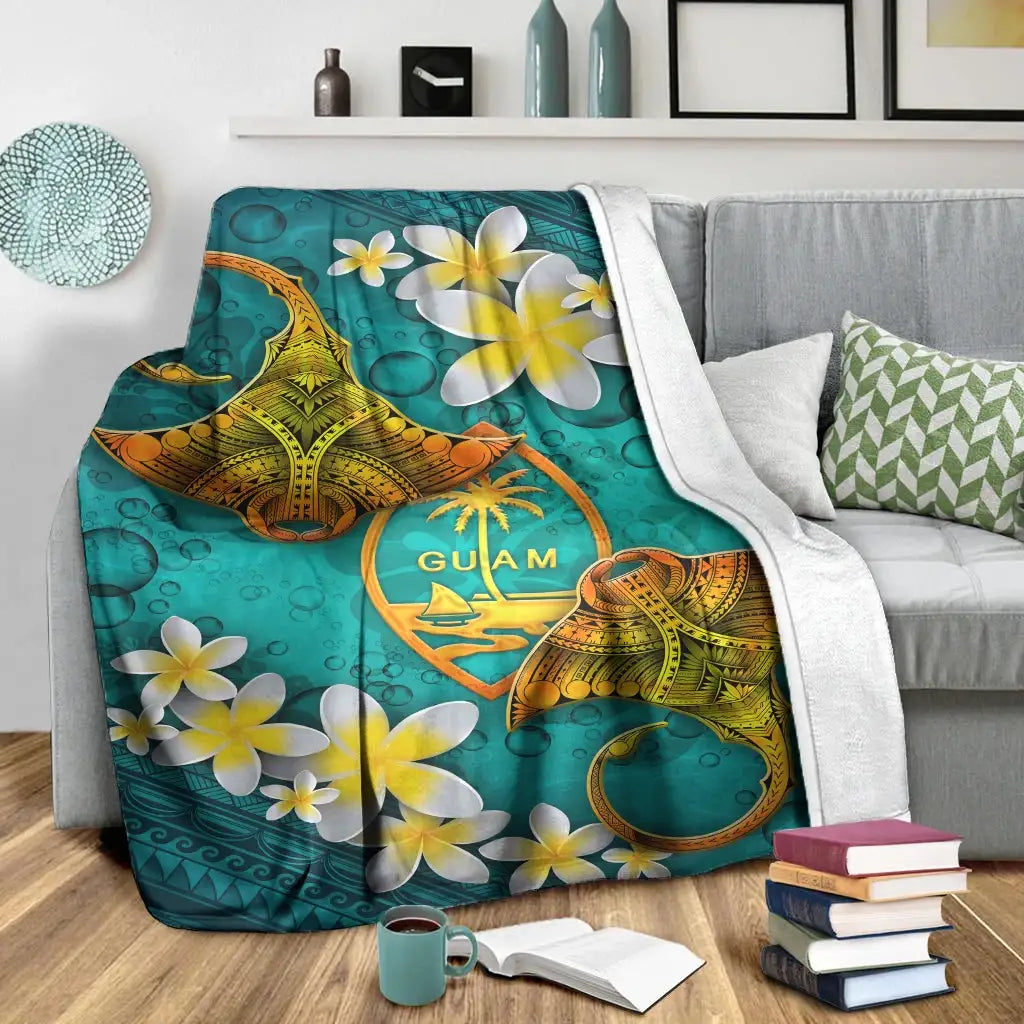 Guam Polynesian Blanket - Manta Ray Ocean-Myprintsy