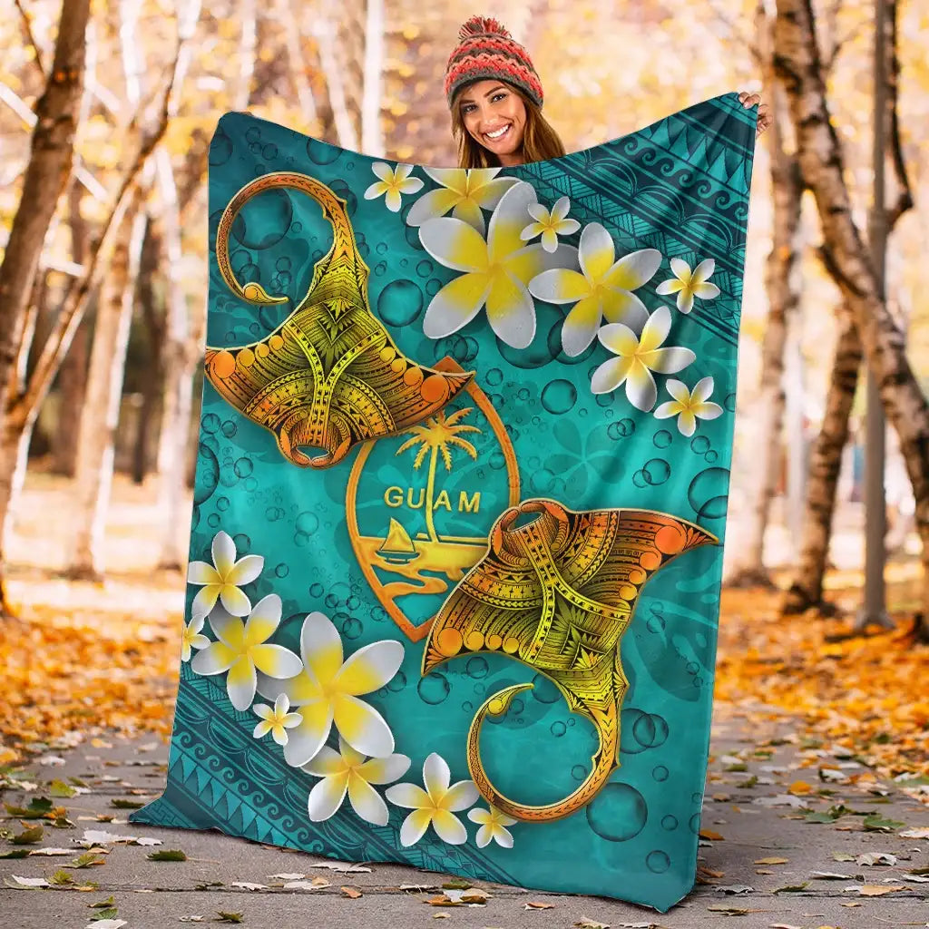 Guam Polynesian Blanket - Manta Ray Ocean-Myprintsy