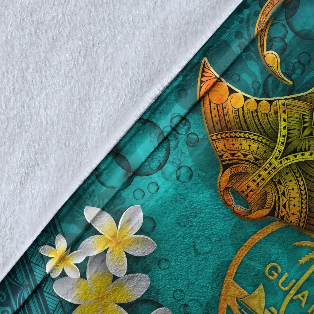 Guam Polynesian Blanket - Manta Ray Ocean-Myprintsy