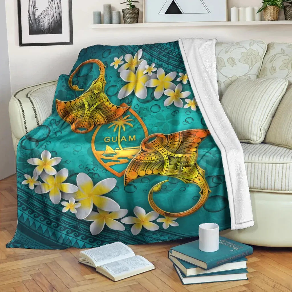 Guam Polynesian Blanket - Manta Ray Ocean-Myprintsy