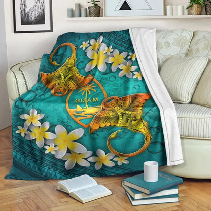 Guam Polynesian Blanket - Manta Ray Ocean-Myprintsy