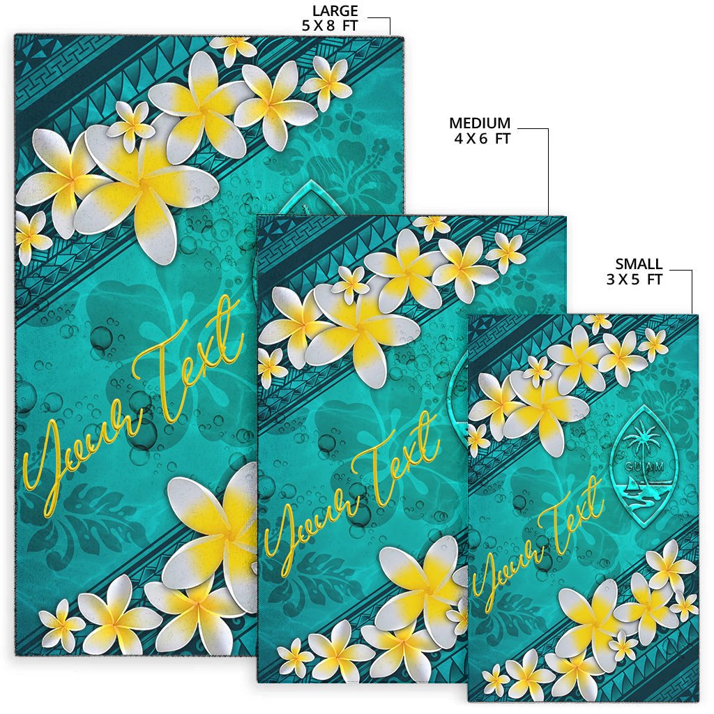 Guam Polynesian Custom Personalised Area Rug - Plumeria With Blue Ocean-Myprintsy