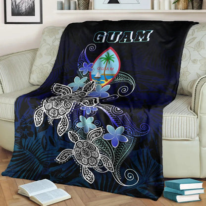 Guam Polynesian Premium Blanket - Blue Turtle Couple-Myprintsy