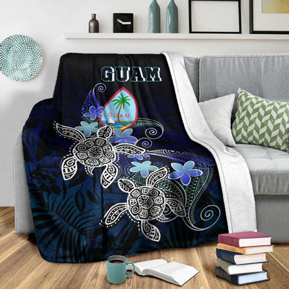 Guam Polynesian Premium Blanket - Blue Turtle Couple-Myprintsy