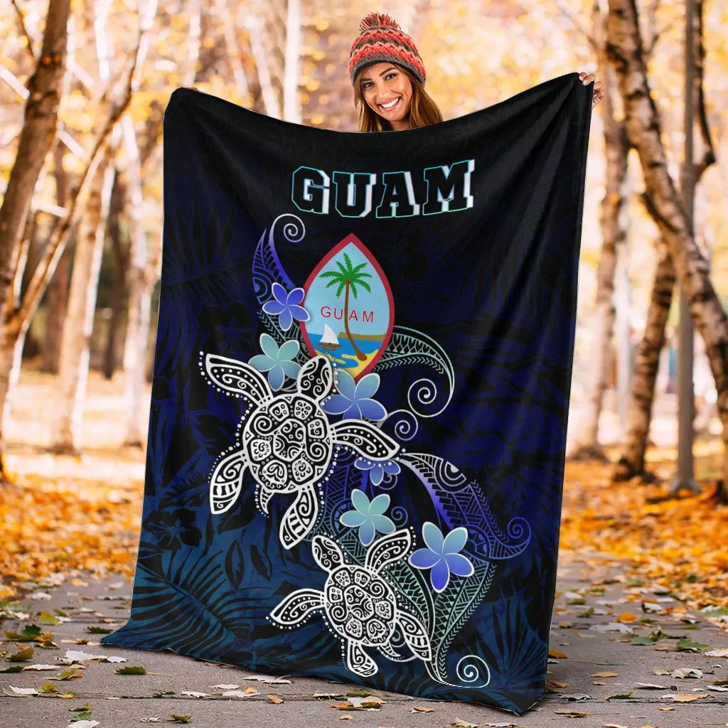Guam Polynesian Premium Blanket - Blue Turtle Couple-Myprintsy