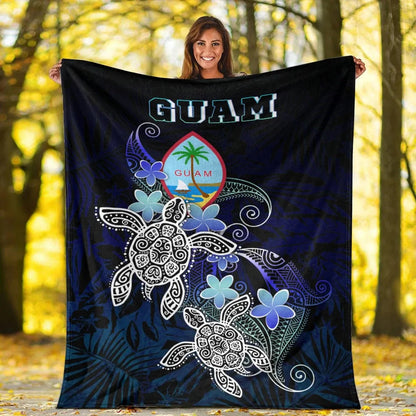 Guam Polynesian Premium Blanket - Blue Turtle Couple-Myprintsy
