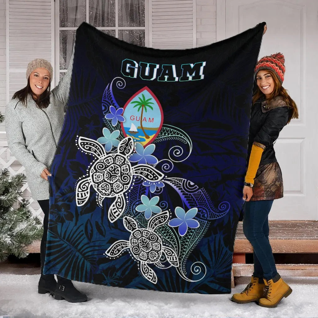 Guam Polynesian Premium Blanket - Blue Turtle Couple-Myprintsy