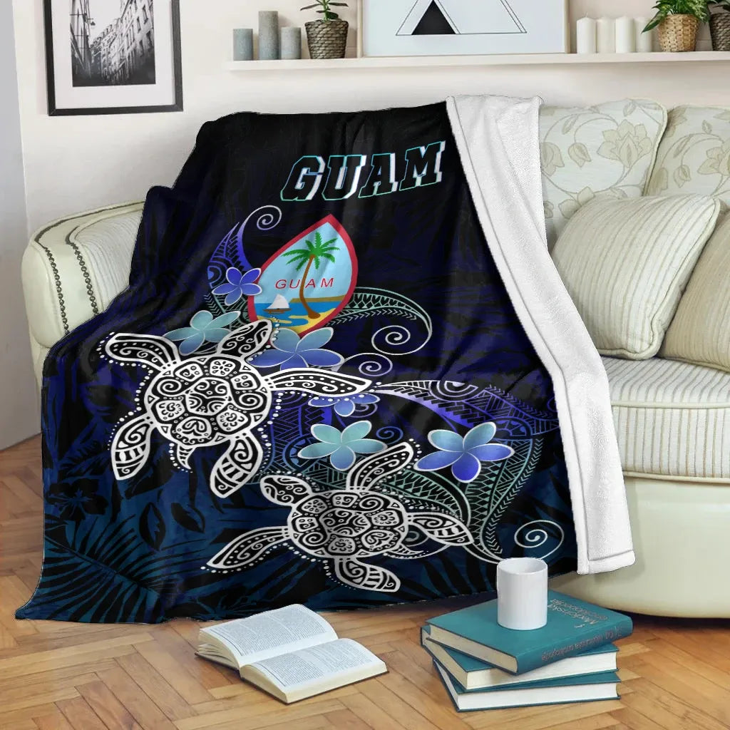 Guam Polynesian Premium Blanket - Blue Turtle Couple-Myprintsy