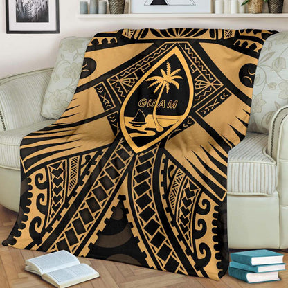 Guam Polynesian Premium Blanket - Guam Gold Seal with Polynesian Tattoo-Myprintsy