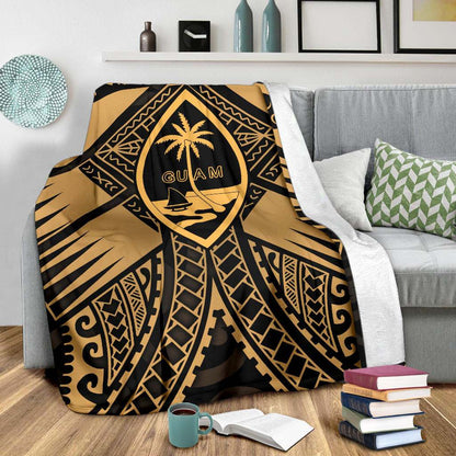 Guam Polynesian Premium Blanket - Guam Gold Seal with Polynesian Tattoo-Myprintsy