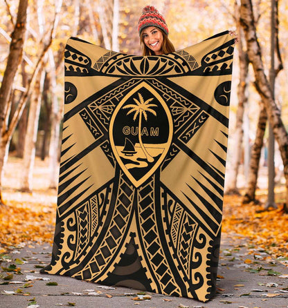 Guam Polynesian Premium Blanket - Guam Gold Seal with Polynesian Tattoo-Myprintsy